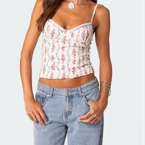 Edikted Indira Printed Cupped Lace Up Corset